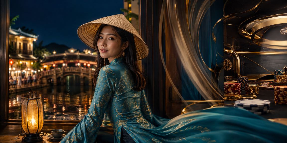 Người chơi tham gia casino và tích lũy VIP tại Hội An với áo dài truyền thống